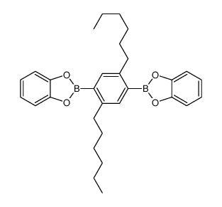 2-[4-(1,3,2-benzodioxaborol-2-yl)-2,5-dihexylphenyl]-1,3,2-benzodioxaborole Structure