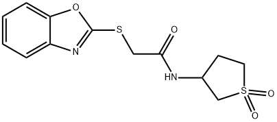 Acetamide, 2-(2-benzoxazolylthio)-N-(tetrahydro-1,1-dioxido-3-thienyl)- Structure