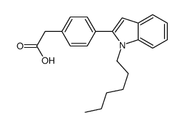 2-[4-(1-hexylindol-2-yl)phenyl]acetic acid结构式