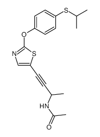 N-(3-{2-[4-(isopropylthio)phenoxy]-1,3-thiazol-5-yl}-1-methylprop-2-ynyl)acetamide结构式