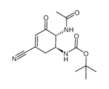 tert-butyl ((1S,6R)-6-acetamido-3-cyano-5-oxocyclohex-3-en-1-yl)carbamate结构式