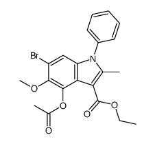 1-Phenyl-2-methyl-3-carbethoxy-4-acetoxy-5-methoxy-6-bromoindole结构式