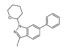 3-Iodo-6-phenyl-1-(tetrahydro-2H-pyran-2-yl)-1H-indazole结构式