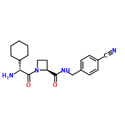 1-((2R)-2-Amino-2-cyclohexylacetyl)-N-(4’-cyanobenzyl)-2-L-azetidinecarboxamide structure