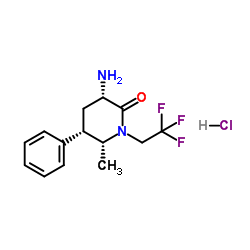 (3S,5S,6R)-3-amino-6-methyl-5-phenyl-1-(2,2,2-trifluoroethyl)piperidin-2-one hydrochloride结构式