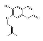 6-Hydroxy-7-(isopentenyloxy)-2H-1-benzopyran-2-one结构式