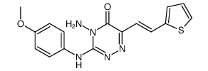 4-amino-3-(4-methoxyanilino)-6-(2-thiophen-2-ylethenyl)-1,2,4-triazin-5-one Structure