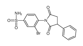 3-bromo-4-(2,5-dioxo-3-phenyl-pyrrolidin-1-yl)benzenesulfonamide structure