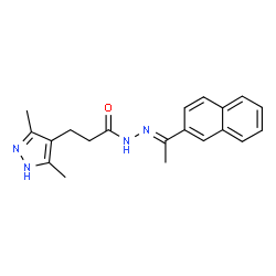 3-(3,5-dimethyl-1H-pyrazol-4-yl)-N'-[(1E)-1-(naphthalen-2-yl)ethylidene]propanehydrazide结构式