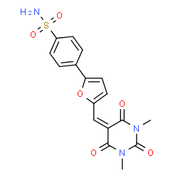 4-{5-[(1,3-dimethyl-2,4,6-trioxotetrahydro-5(2H)-pyrimidinylidene)methyl]-2-furyl}benzenesulfonamide结构式