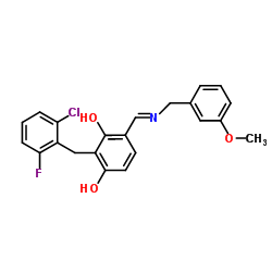 2-(2-Chloro-6-fluorobenzyl)-4-{(E)-[(3-methoxybenzyl)imino]methyl}-1,3-benzenediol Structure