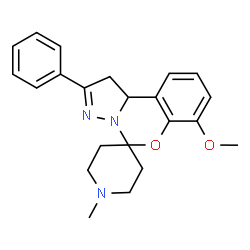 7'-Methoxy-1-methyl-2'-phenyl-1',10b'-dihydrospiro[piperidine-4,5'-pyrazolo[1,5-c][1,3]benzoxazine]结构式