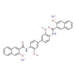 N,N'-(3,3'-dimethoxy(1,1'-biphenyl)-4,4'-diyl)bis(3-hydroxy-2-naphthalenecarboxamide, disodium salt结构式