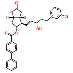 [3aR-[3aα,4α(1E,3R*),5β,6aα]]-[1,1'-联苯]-4-羧酸 4-[4-(3-氯苯氧基)-3-羟基-1-丁烯基]六氢-2-氧代-2H-环戊二烯并[b]呋喃-5-基酯结构式