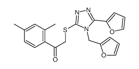Ethanone, 1-(2,4-dimethylphenyl)-2-[[5-(2-furanyl)-4-(2-furanylmethyl)-4H-1,2,4-triazol-3-yl]thio]- (9CI) Structure