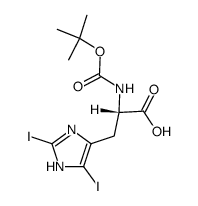 N(α)-t-butoxycarbonyl-2,5-di-iodo-L-histidine结构式