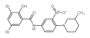 3,5-dibromo-2-hydroxy-N-[4-(3-methyl-1-piperidyl)-3-nitro-phenyl]benzamide结构式