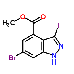 6-溴-3碘-4-甲酸甲酯-吲唑结构式