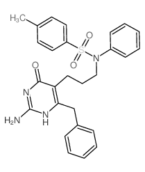 N-[3-(2-amino-4-benzyl-6-oxo-3H-pyrimidin-5-yl)propyl]-4-methyl-N-phenyl-benzenesulfonamide structure