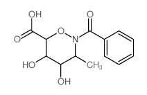 2-benzoyl-4,5-dihydroxy-3-methyl-oxazinane-6-carboxylic acid structure