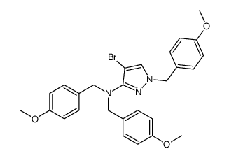 N,N,1-三(4-甲氧基苄基)-4-溴-1H-吡唑-3-胺结构式