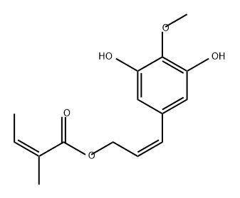 2-Butenoic acid, 2-methyl-, 3-(3,5-dihydroxy-4-methoxyphenyl)-2-propenyl ester, (Z,Z)- (9CI)结构式