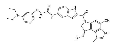 6-Diethylamino-benzofuran-2-carboxylic acid [2-((S)-1-chloromethyl-5-hydroxy-8-methyl-1,6-dihydro-2H-pyrrolo[3,2-e]indole-3-carbonyl)-1H-indol-5-yl]-amide结构式