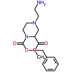 1-Benzyl 2-methyl 4-(2-aminoethyl)-1,2-piperazinedicarboxylate结构式