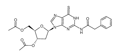 3',5'-diacetyl-N2-phenylacetyl-2'-deoxy-6-thioguanosine Structure