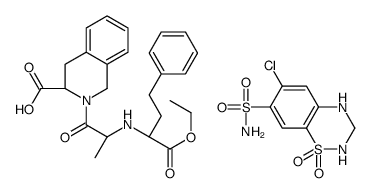 6-chloro-1,1-dioxo-3,4-dihydro-2H-1λ6,2,4-benzothiadiazine-7-sulfonamide,(3S)-2-[(2S)-2-[[(2S)-1-ethoxy-1-oxo-4-phenylbutan-2-yl]amino]propanoyl]-3,4-dihydro-1H-isoquinoline-3-carboxylic acid Structure