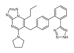 2-propyl-4-pyrrolidin-1-yl-3-[[4-[2-(2H-tetrazol-5-yl)phenyl]phenyl]me thyl]-1,5,7,9-tetrazabicyclo[4.3.0]nona-2,4,6,8-tetraene结构式
