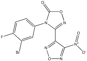 4-(3-bromo-4-fluorophenyl)-3-(4-nitro-1,2,5-oxadiazol-3-yl)-1,2,4-oxadiazol-5(4H)-one structure
