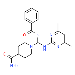 1-[N-(4,6-dimethylpyrimidin-2-yl)-N'-(phenylcarbonyl)carbamimidoyl]piperidine-4-carboxamide Structure