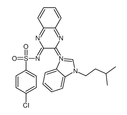 (4-chlorophenyl)sulfonyl-[3-[3-(3-methylbutyl)benzimidazol-3-ium-1-yl]quinoxalin-2-yl]azanide Structure