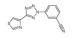 3-[5-(1,3-thiazol-4-yl)tetrazol-2-yl]benzonitrile结构式