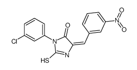 (5Z)-3-(3-chlorophenyl)-5-[(3-nitrophenyl)methylidene]-2-sulfanylideneimidazolidin-4-one结构式
