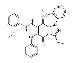 5-anilino-3-ethyl-1-(2-methoxy-phenyl)-6-[N'-(2-methoxy-phenyl)-hydrazino]-1H-indazole-4,7-dione Structure