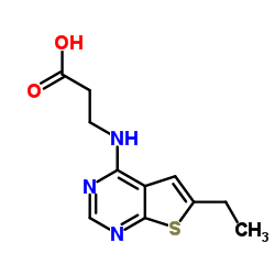 3-(6-ETHYL-THIENO[2,3-D]PYRIMIDIN-4-YLAMINO)-PROPIONIC ACID结构式