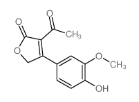 .alpha.-Acetyl-4-hydroxy-.beta.-(hydroxymethyl)-3-methoxy-cinnamic acid .gamma.-lactone结构式