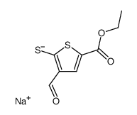 sodium 5-(ethoxycarbonyl)-3-formylthiophene-2-thiolate结构式