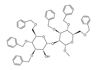 methyl O-(3,4,6-tri-O-benzyl-α-D-mannopyranosyl)-(1(*)2)-3,4,6-tri-O-benzyl-α-D-mannopyranoside Structure
