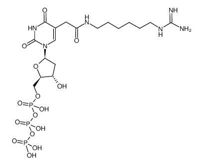 5-[(6-guanidino-hexylcarbamoyl)-methyl]-2'-deoxyuridine-5'-triphosphate结构式