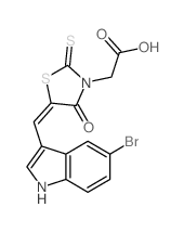 2-[5-[(5-bromo-1H-indol-3-yl)methylidene]-4-oxo-2-sulfanylidene-thiazolidin-3-yl]acetic acid Structure