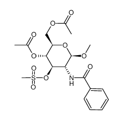 3-Mesyl-4,6-diacetyl-2-benzamino-2-desoxy-methyl-β-D-glucopyranosid结构式