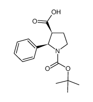 (2R,3S)-1-(tert-butoxycarbonyl)-2-phenylpyrrolidine-3-carboxylic acid Structure