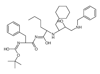 tert-butyl N-[(2S)-1-[[(2S)-2-[[(2S,3R)-4-(benzylamino)-1-cyclohexyl-3-hydroxybutan-2-yl]amino]hexanoyl]amino]-1-oxo-3-phenylpropan-2-yl]carbamate结构式