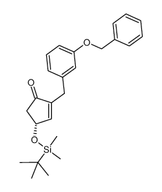 (R)-2-(3-(benzyloxy)benzyl)-4-(tert-butyldimethylsilyloxy)cyclopent-2-enone Structure