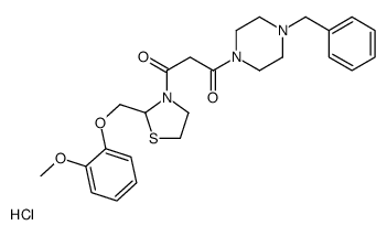 1-(4-benzylpiperazin-1-yl)-3-[2-[(2-methoxyphenoxy)methyl]thiazolidin- 3-yl]propane-1,3-dione hydrochloride结构式