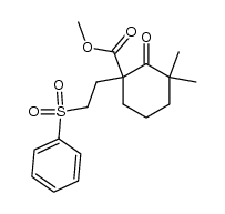 methyl 3,3-dimethyl-1-(2-phenylsulfonyl)ethyl-2-oxo-cyclohexanecarboxylate Structure
