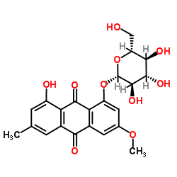 1-Hydroxy-3-methoxy-6-methyl-8-[(2S,3R,4S,5S,6R)-3,4,5-trihydroxy-6-(hydroxymethyl)oxan-2-yl]oxyanthracene-9,10-dione结构式